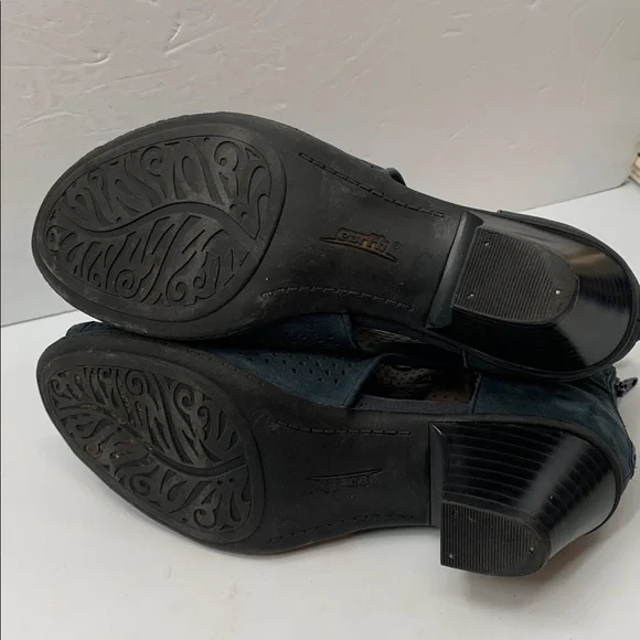 Earth Keri Perforated Nubuck Peep Toe Heeled Ankle Boots Moroccan Blue Size 7.5 - Picture 5 of 7
